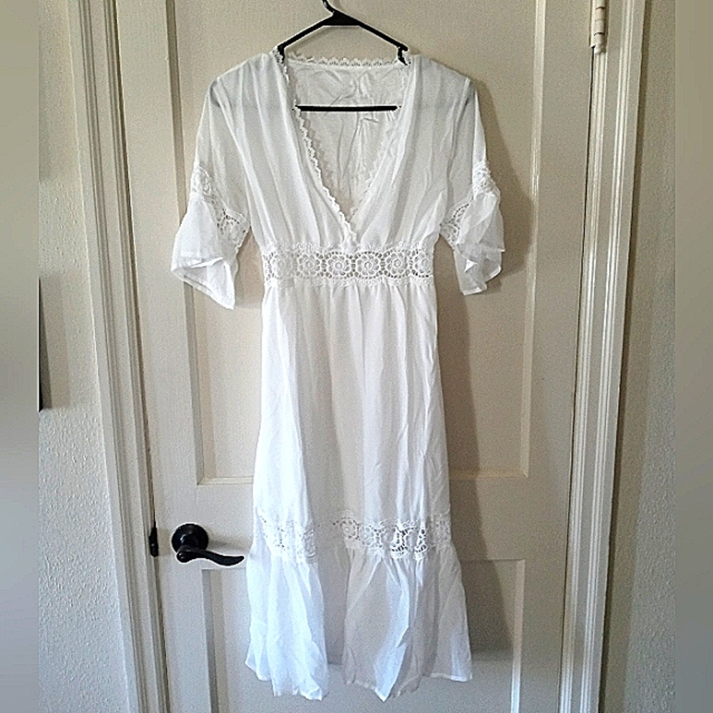 Size S White Lightweight see through dress
